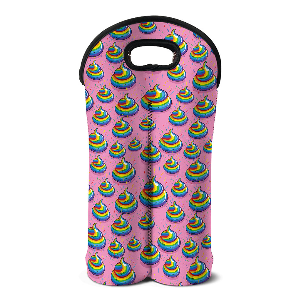Rainbow Poop Pattern Print Double Neoprene Wine Tote