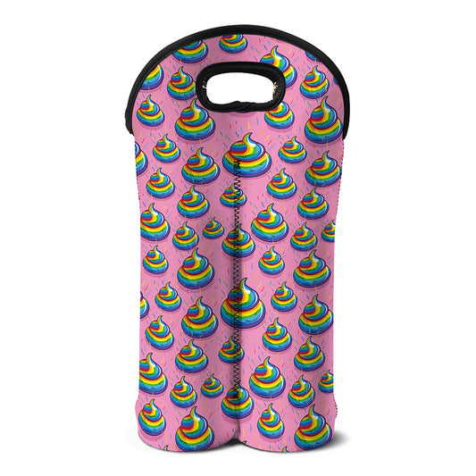 Rainbow Poop Pattern Print Double Neoprene Wine Tote