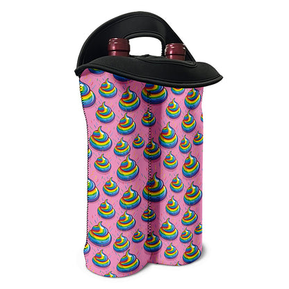 Rainbow Poop Pattern Print Double Neoprene Wine Tote