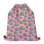 Rainbow Poop Pattern Print Drawstring Bag