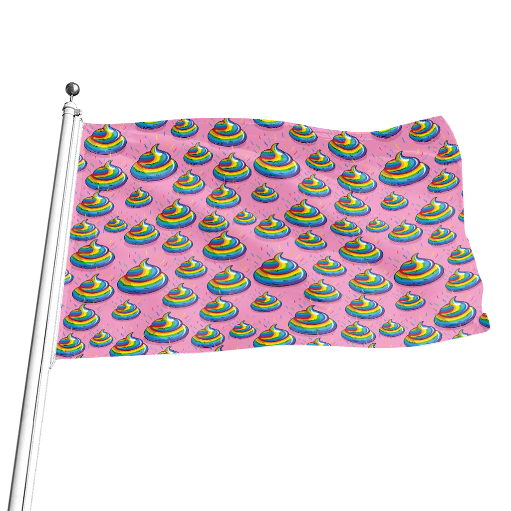 Rainbow Poop Pattern Print Flag