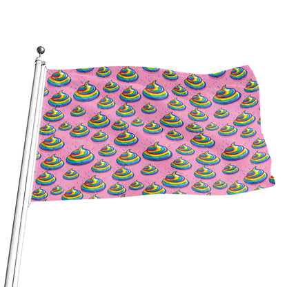 Rainbow Poop Pattern Print Flag
