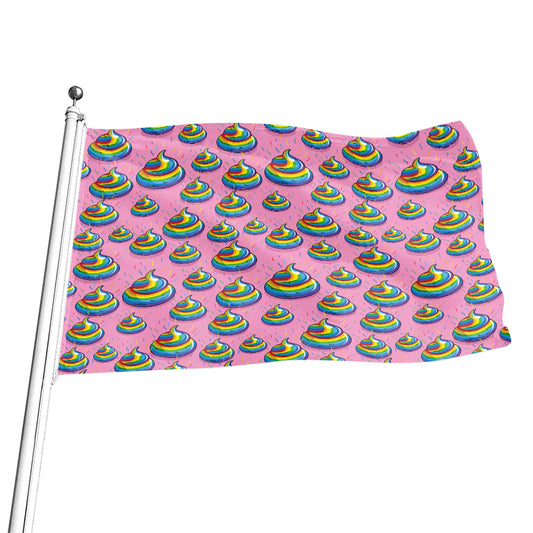 Rainbow Poop Pattern Print Flag