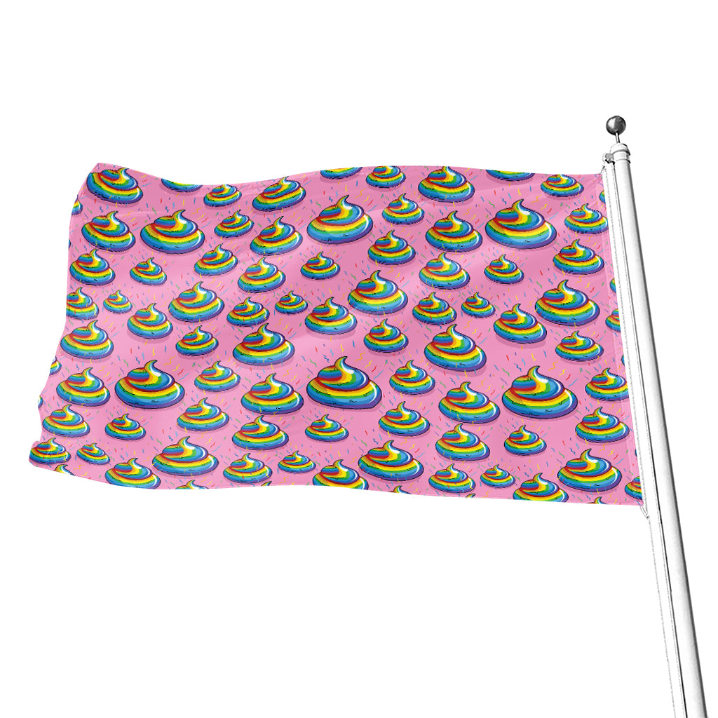 Rainbow Poop Pattern Print Flag