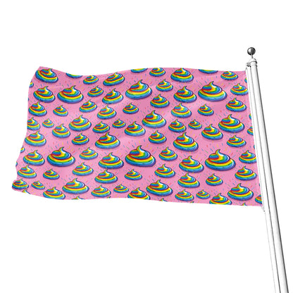 Rainbow Poop Pattern Print Flag