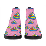 Rainbow Poop Pattern Print Flat Ankle Boots