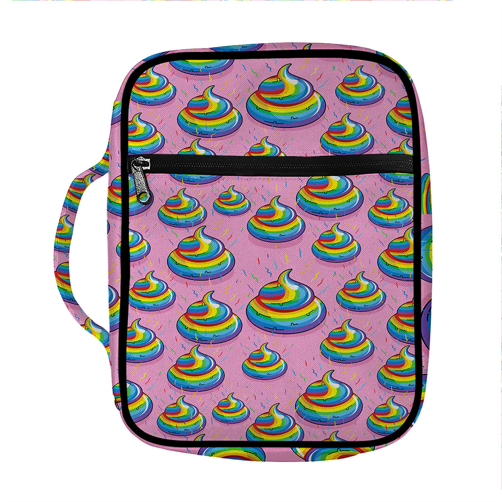 Rainbow Poop Pattern Print Front Pocket Bible Bag