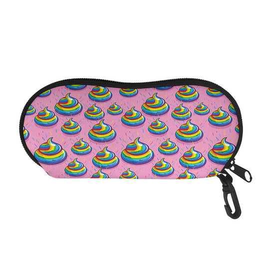 Rainbow Poop Pattern Print Glasses Case