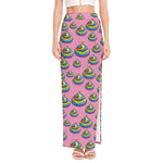 Rainbow Poop Pattern Print High Slit Maxi Skirt