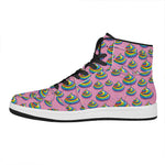 Rainbow Poop Pattern Print High Top Leather Sneakers