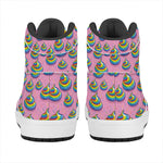 Rainbow Poop Pattern Print High Top Leather Sneakers
