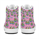 Rainbow Poop Pattern Print High Top Leather Sneakers