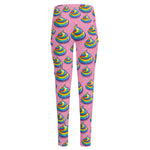 Rainbow Poop Pattern Print High-Waisted Pocket Leggings