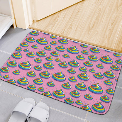 Rainbow Poop Pattern Print Indoor Door Mat