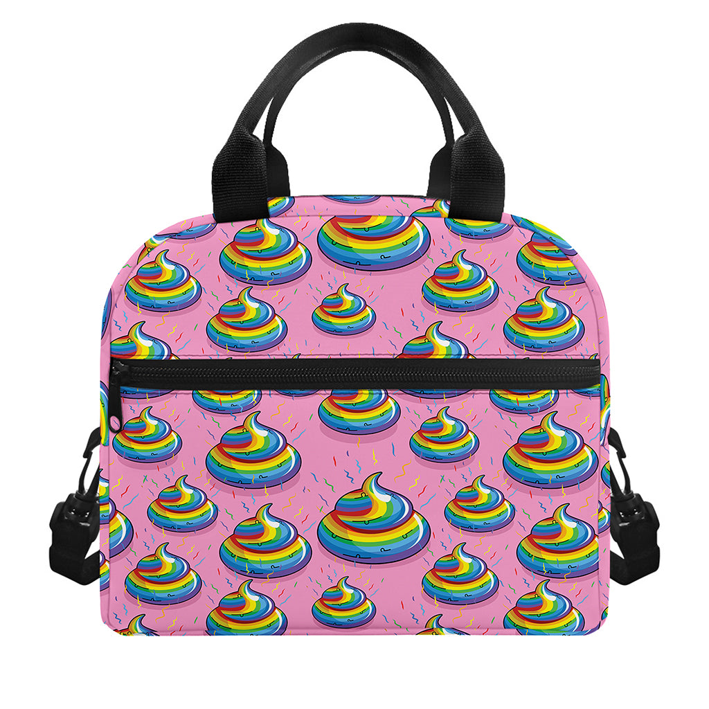 Rainbow Poop Pattern Print Insulated Lunch Bag