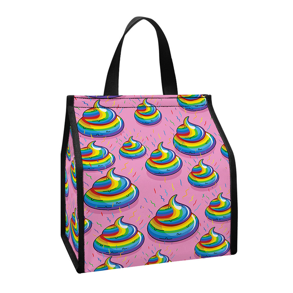 Rainbow Poop Pattern Print Insulated Lunch Tote