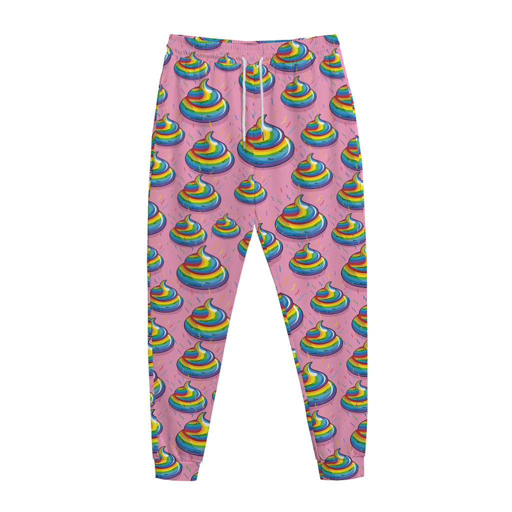 Rainbow Poop Pattern Print Jogger Pants
