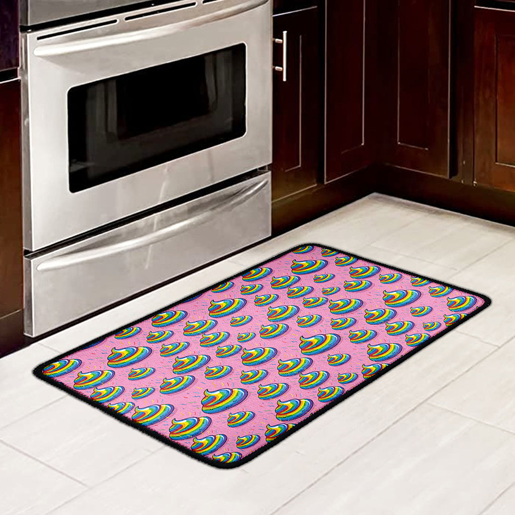 Rainbow Poop Pattern Print Kitchen Mat