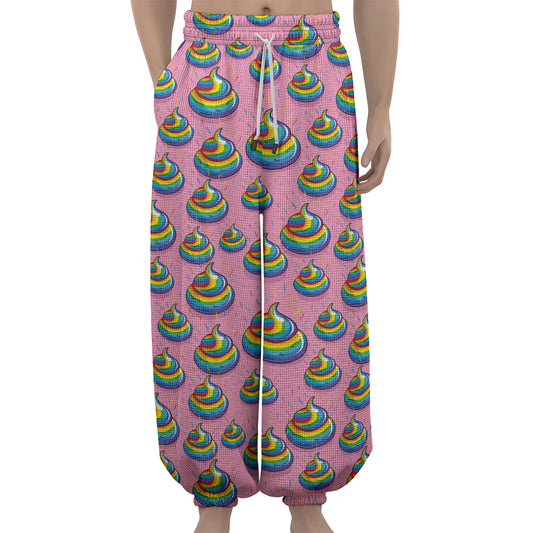 Rainbow Poop Pattern Print Lantern Pants