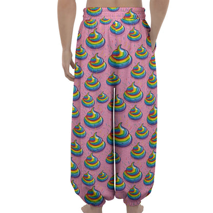 Rainbow Poop Pattern Print Lantern Pants