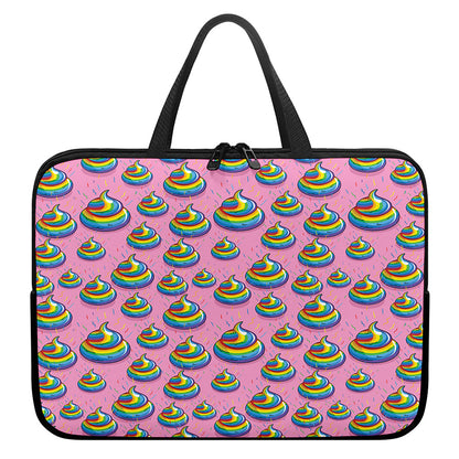 Rainbow Poop Pattern Print Laptop Sleeve With Handle