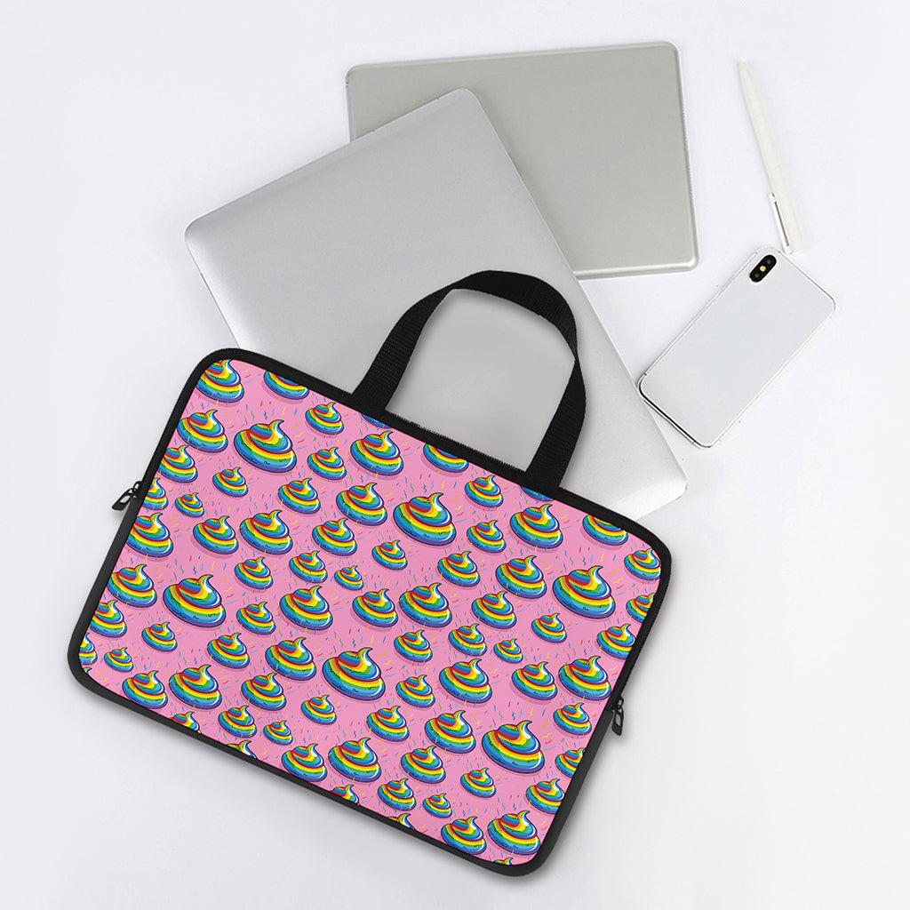 Rainbow Poop Pattern Print Laptop Sleeve With Handle