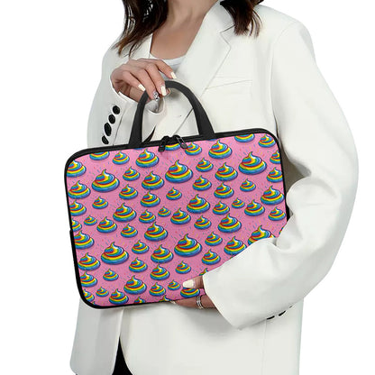 Rainbow Poop Pattern Print Laptop Sleeve With Handle