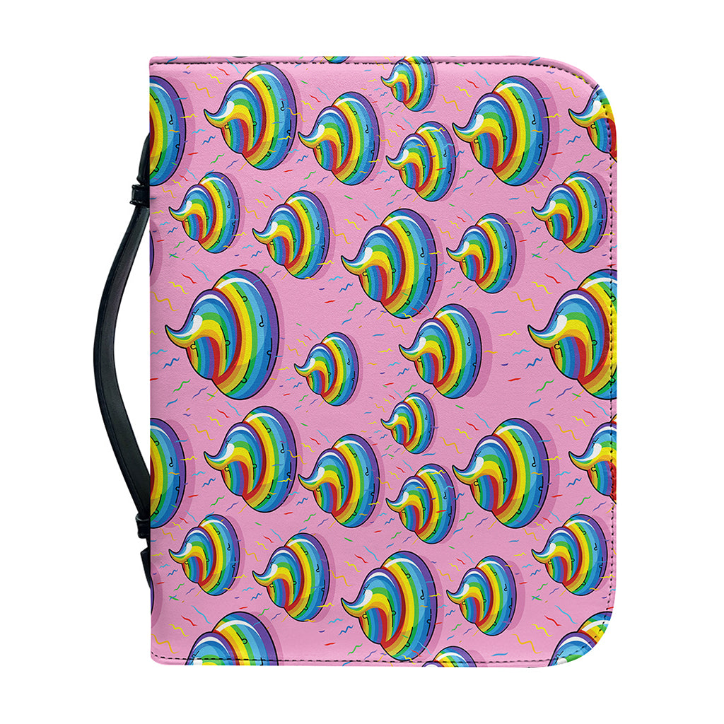Rainbow Poop Pattern Print Leather Bible Cover