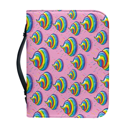 Rainbow Poop Pattern Print Leather Bible Cover