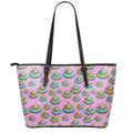 Rainbow Poop Pattern Print Leather Tote Bag With Zipper