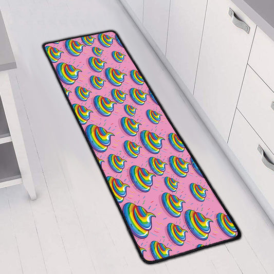 Rainbow Poop Pattern Print Long Kitchen Mat