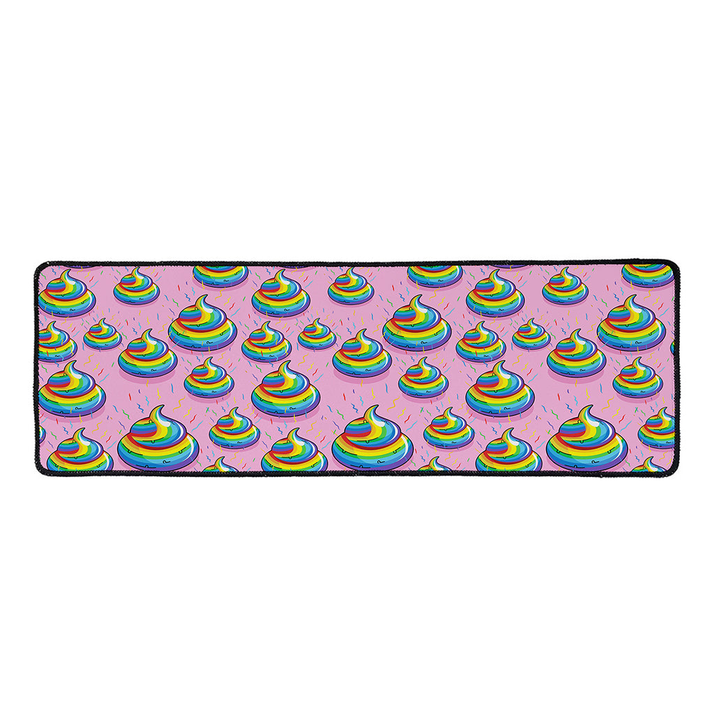 Rainbow Poop Pattern Print Long Kitchen Mat