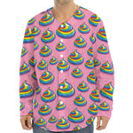Rainbow Poop Pattern Print Long Sleeve Baseball Jersey