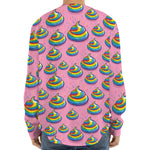 Rainbow Poop Pattern Print Long Sleeve Baseball Jersey