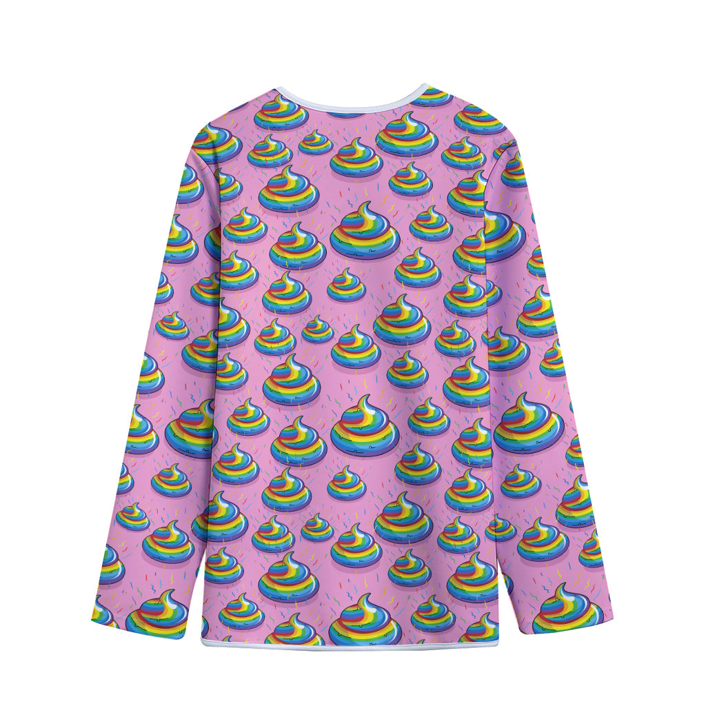 Rainbow Poop Pattern Print Long Sleeve Short Coat