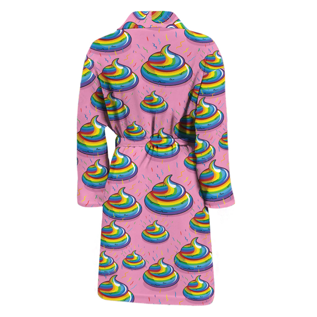 Rainbow Poop Pattern Print Men's Bathrobe