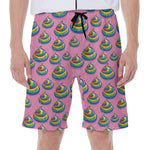 Rainbow Poop Pattern Print Men's Beach Shorts
