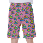 Rainbow Poop Pattern Print Men's Beach Shorts