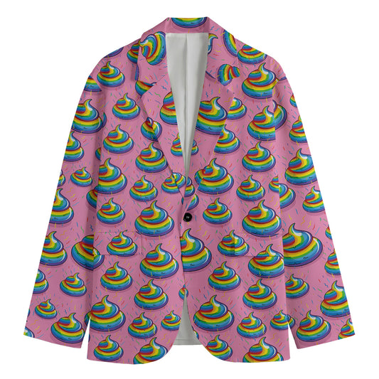 Rainbow Poop Pattern Print Men's Blazer