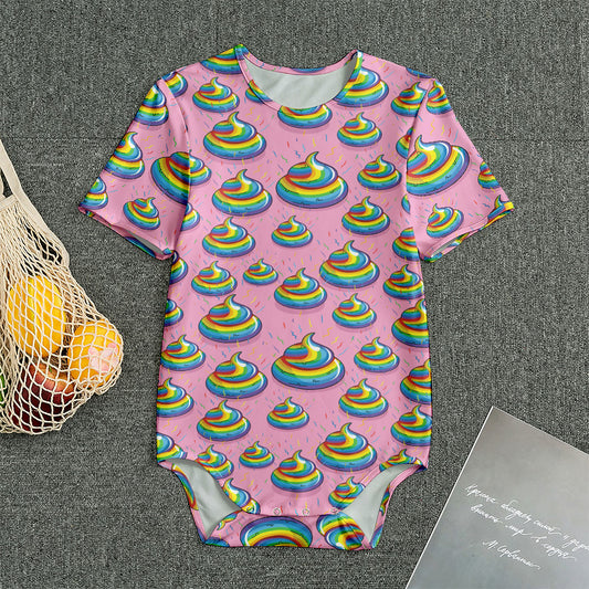 Rainbow Poop Pattern Print Men's Bodysuit