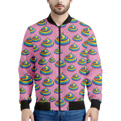 Rainbow Poop Pattern Print Men's Bomber Jacket