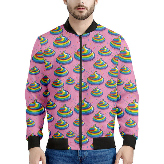 Rainbow Poop Pattern Print Men's Bomber Jacket