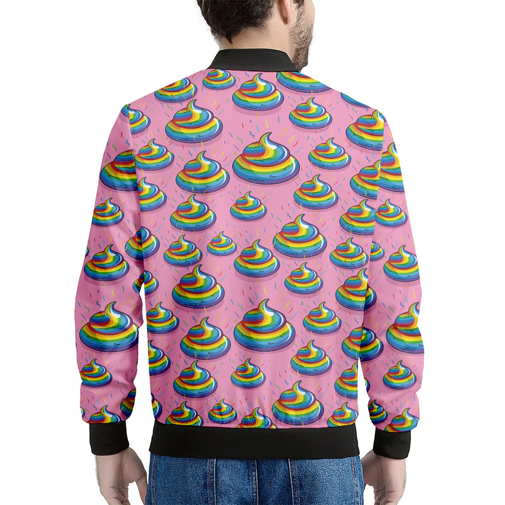 Rainbow Poop Pattern Print Men's Bomber Jacket