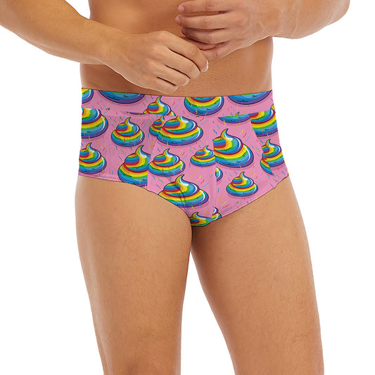 Rainbow Poop Pattern Print Men's Briefs