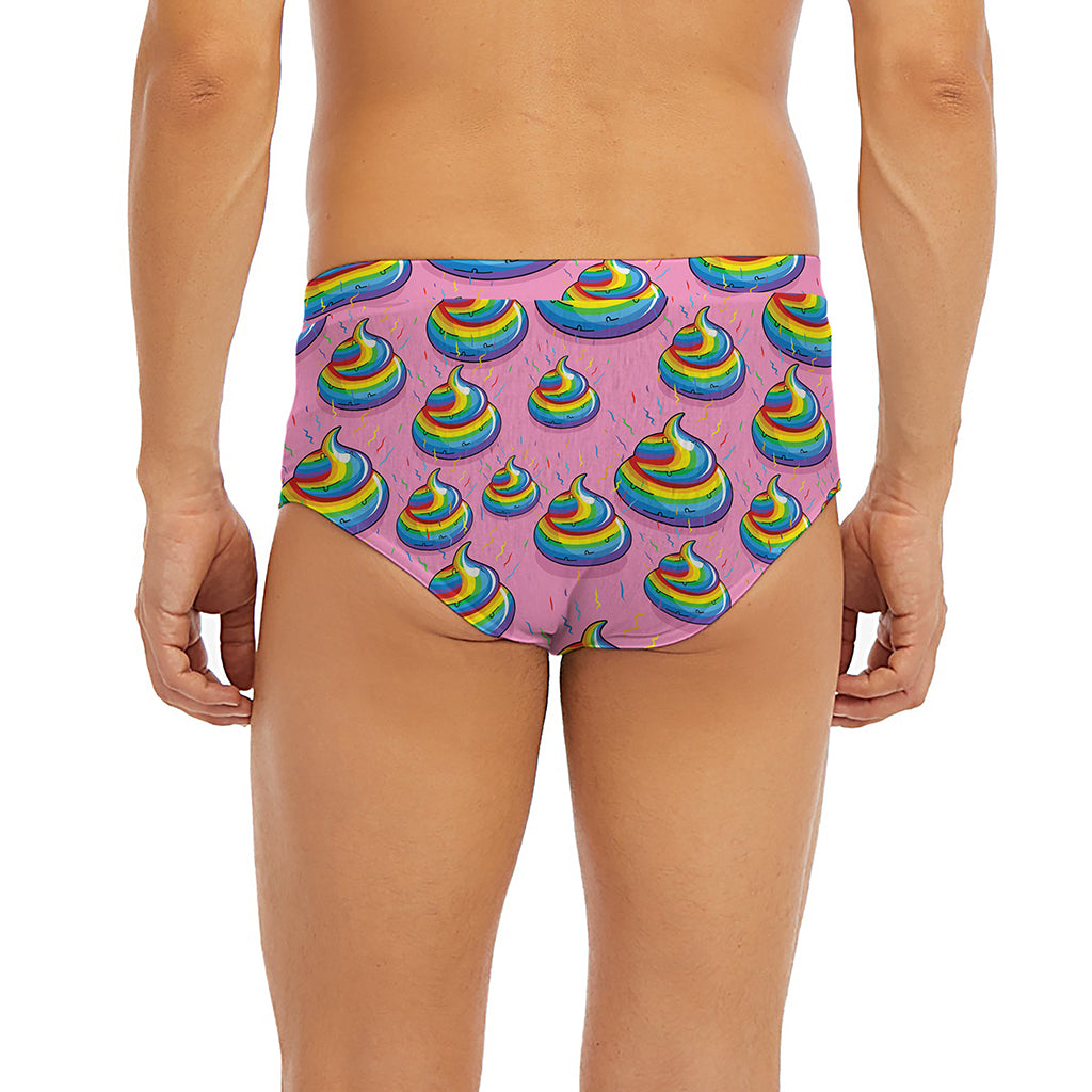 Rainbow Poop Pattern Print Men's Briefs