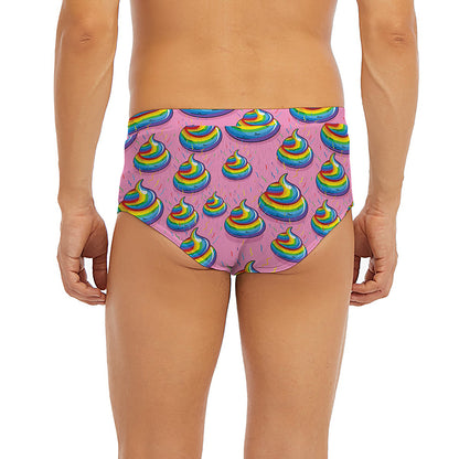 Rainbow Poop Pattern Print Men's Briefs