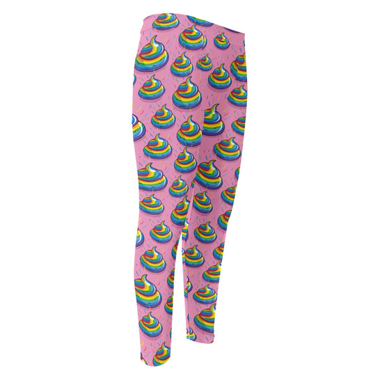 Rainbow Poop Pattern Print Men's Compression Pants