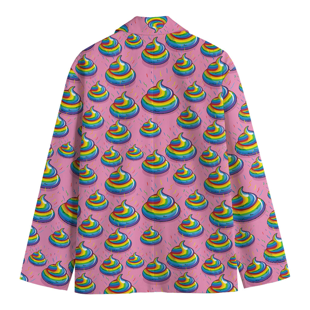Rainbow Poop Pattern Print Men's Cotton Blazer