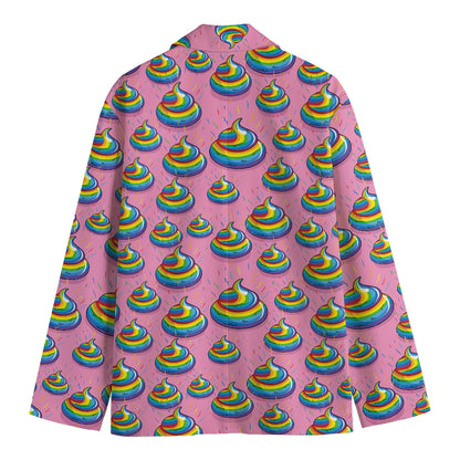 Rainbow Poop Pattern Print Men's Cotton Blazer
