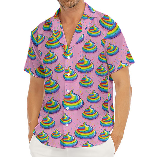 Rainbow Poop Pattern Print Men's Deep V-Neck Shirt
